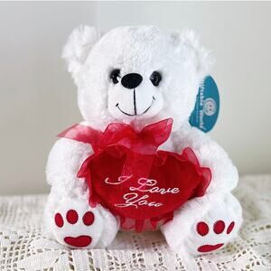 I Love You Teddy Bear Giftable World White Stuffed Animal Valentine's Day